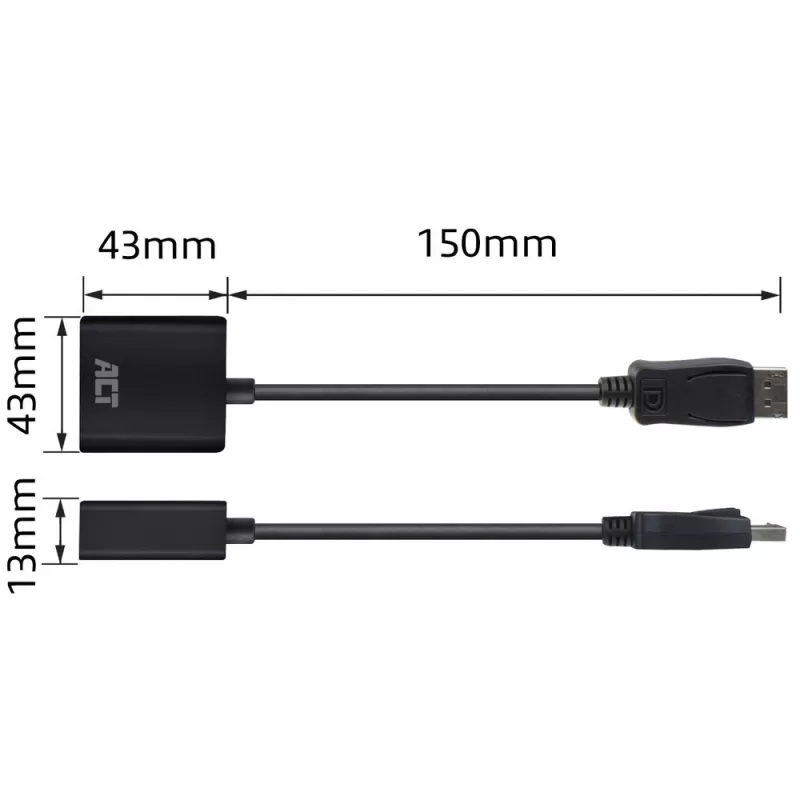 ACT DisplayPort male to DVI female adapter 0.15m AC7510