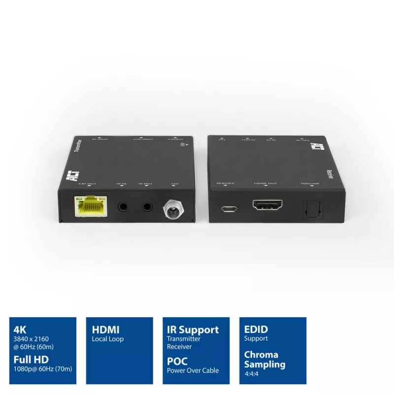 AV transmitter & receiver ACT 4K HDMI 2.0 extender set over CAT6 UTP with IR support 60 meters