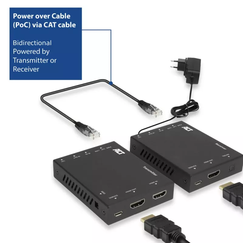 AV transmitter & receiver ACT 4K HDMI 2.0 extender set over CAT6 UTP with IR support 60 meters