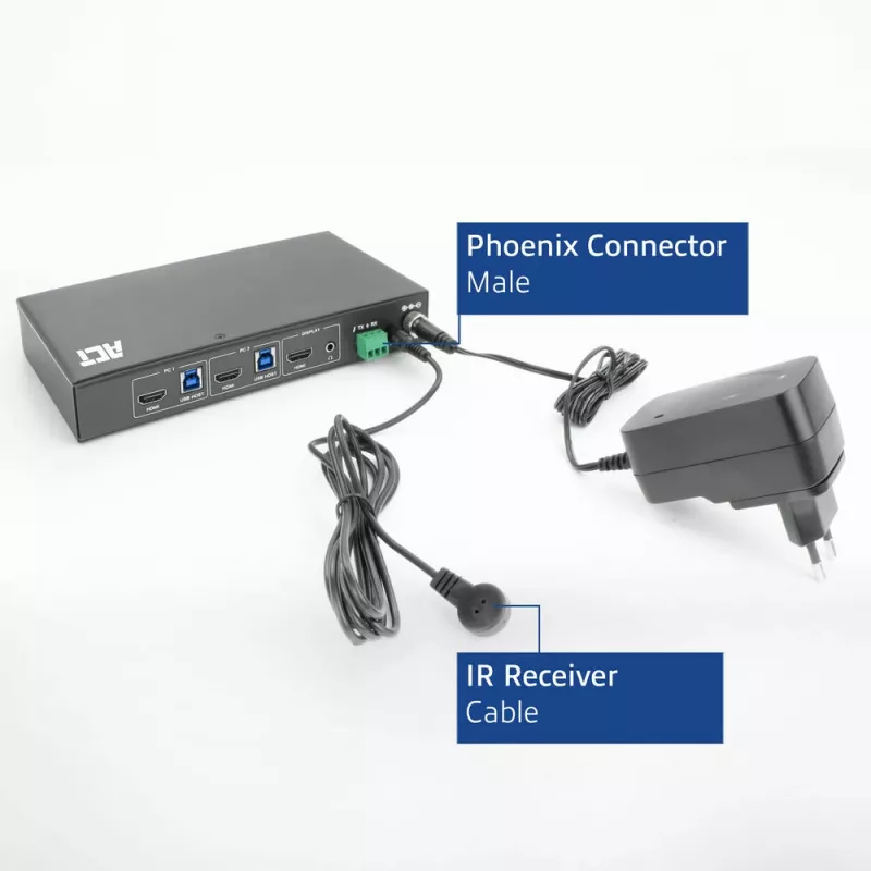 ACT 2-Port HDMI 4K@60Hz KVM switch, USB 3.2 Gen1 (USB 3.0)