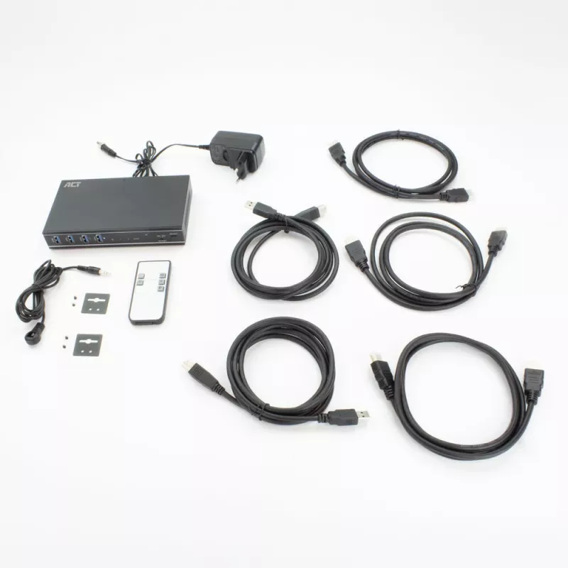 ACT 2-Port HDMI 4K@60Hz KVM switch, USB 3.2 Gen1 (USB 3.0)