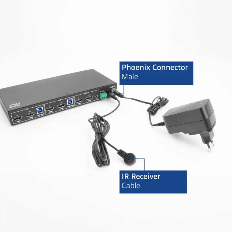 ACT 2-Port Dual HDMI 4K@60Hz KVM switch, USB 3.2 Gen1 (USB 3.0)