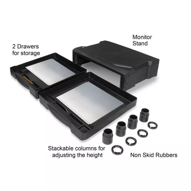 ACT Monitor stand extra wide AC8215 adjustable height two drawers