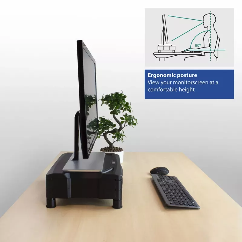 ACT Monitor stand extra wide AC8215 adjustable height two drawers