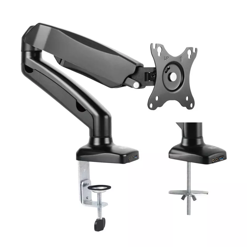 ACT Gas spring monitor arm office Black AC8311 Clamp/Bolt-through 9 kg