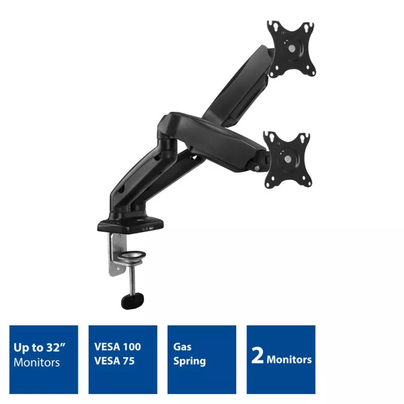 ACT Gas spring dual monitor arm office Clamp/Bolt-through 18 kg