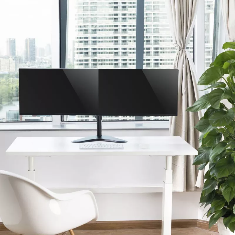 ACT Free standing dual monitor arm AC8320 Max weight 16 kg Min screen 33 cm Max screen 81.3 cm