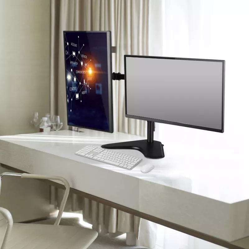 ACT Free standing dual monitor arm AC8320 Max weight 16 kg Min screen 33 cm Max screen 81.3 cm