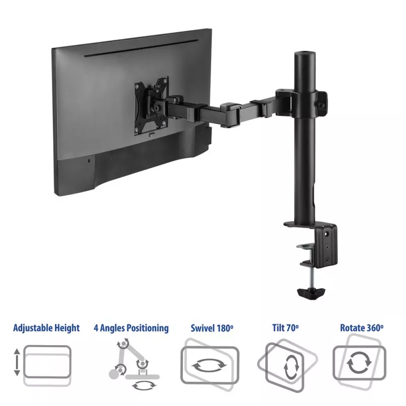 ACT Single monitor arm office solid pro Clamp/Bolt-through 12 kg 10-32 inch