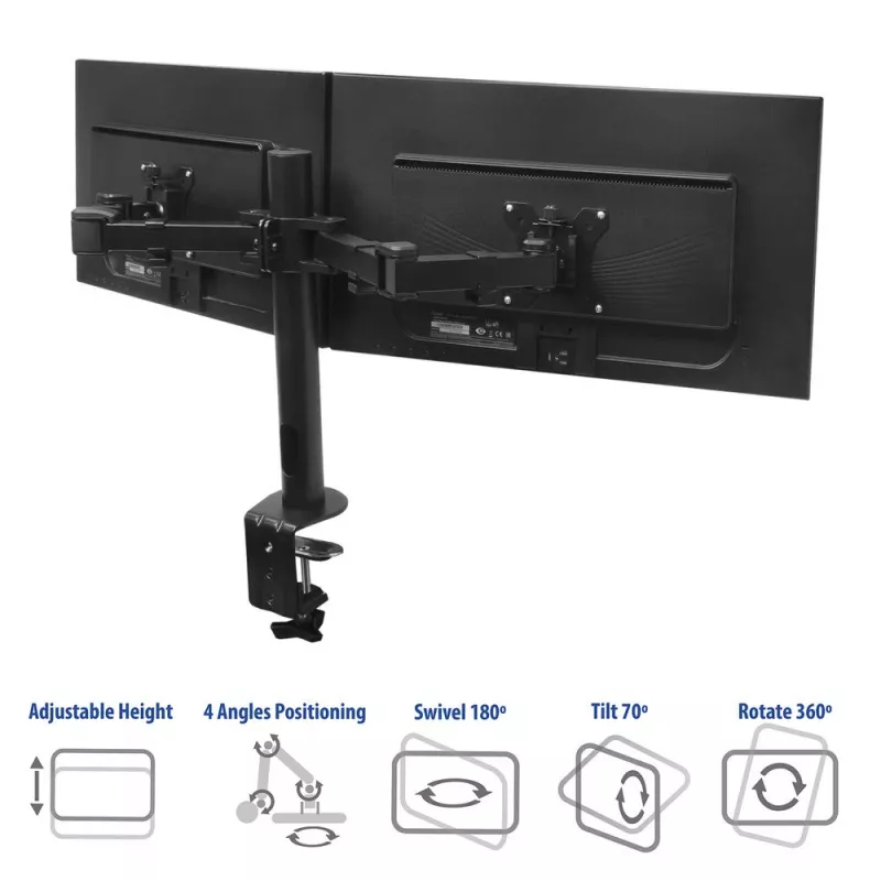 ACT Dual monitor arm office solid pro Clamp/Bolt-through 12 kg 10-32 inch