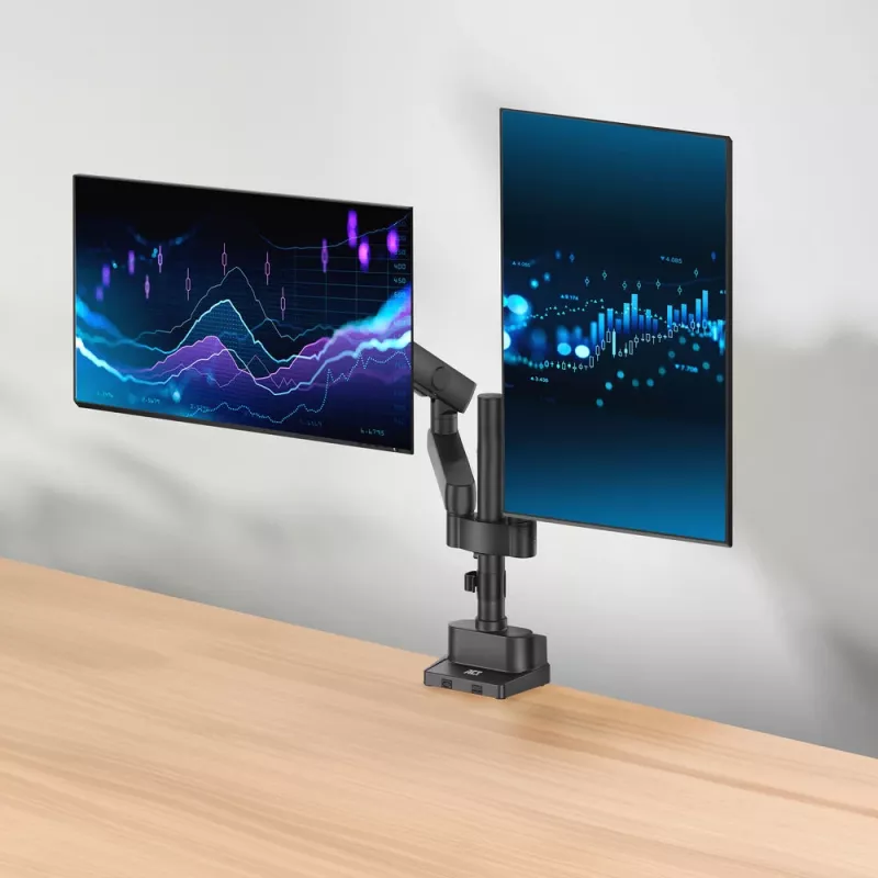 ACT Monitor arm 35 inch office solid pro, mechanical spring, 2 monitors