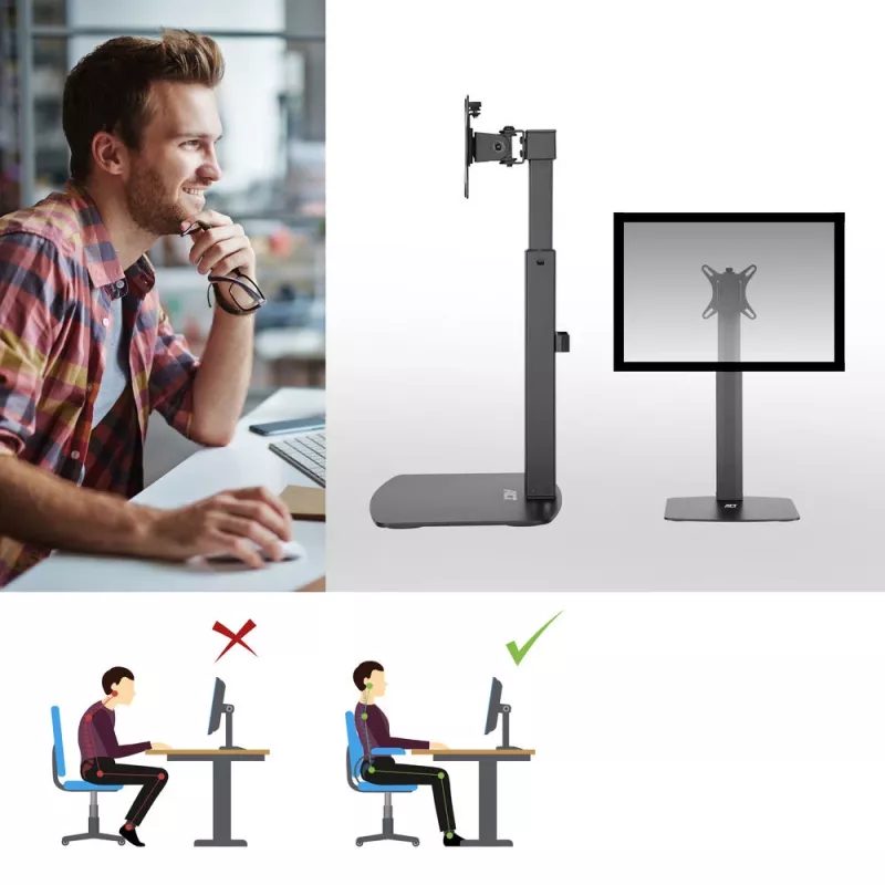 ACT Free standing gas spring monitor arm office 7 kg capacity 10 to 32 inch