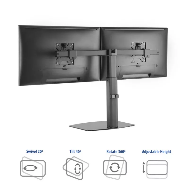 ACT Monitor arm 27 inch office, free standing with gas spring, crossbar, 2 monitors