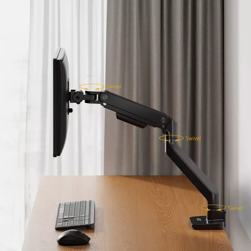 ACT Monitor arm 49 inch office premium gas spring 1 monitor Clamp/Grommet 20 kg