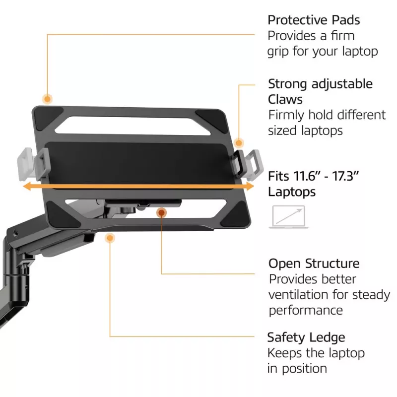 Laptop & monitor arm ACT AC8341 gas spring black 49 inch