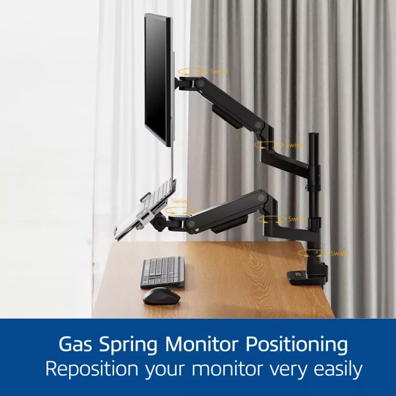 Laptop & monitor arm ACT AC8341 gas spring black 49 inch