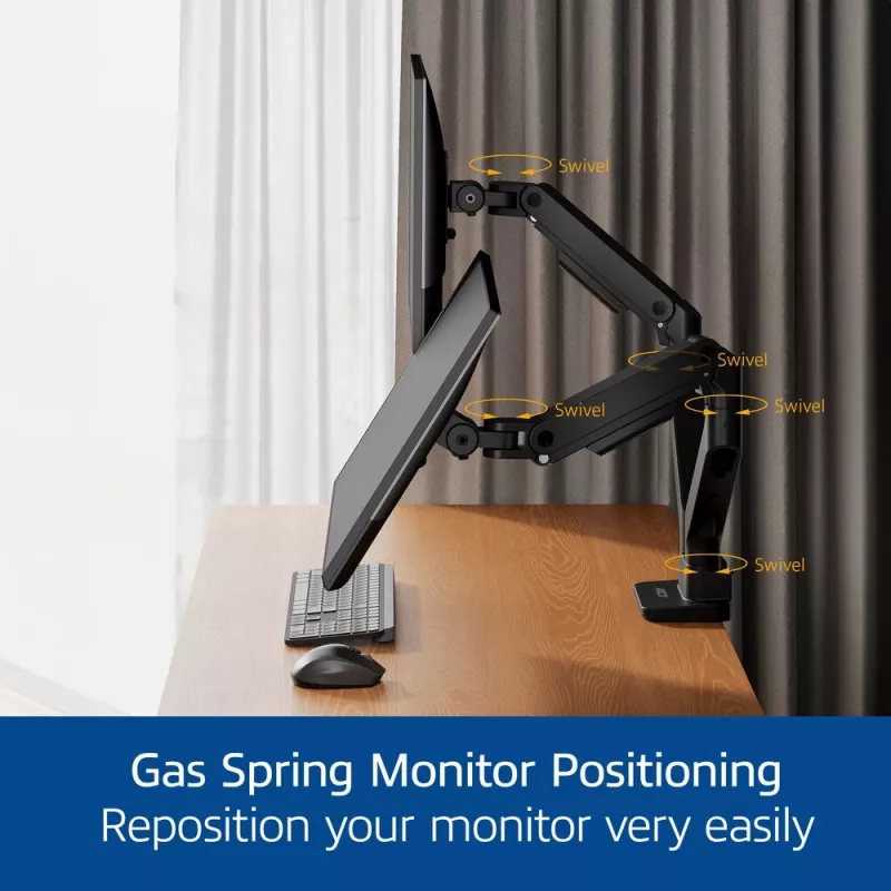 ACT Monitor arm 35 inch office premium, gas spring, 2 monitors