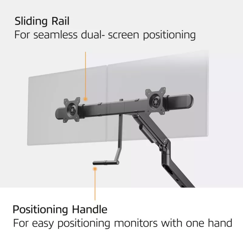 ACT Monitor arm 32 inch office premium, gas spring, crossbar, 2 monitors