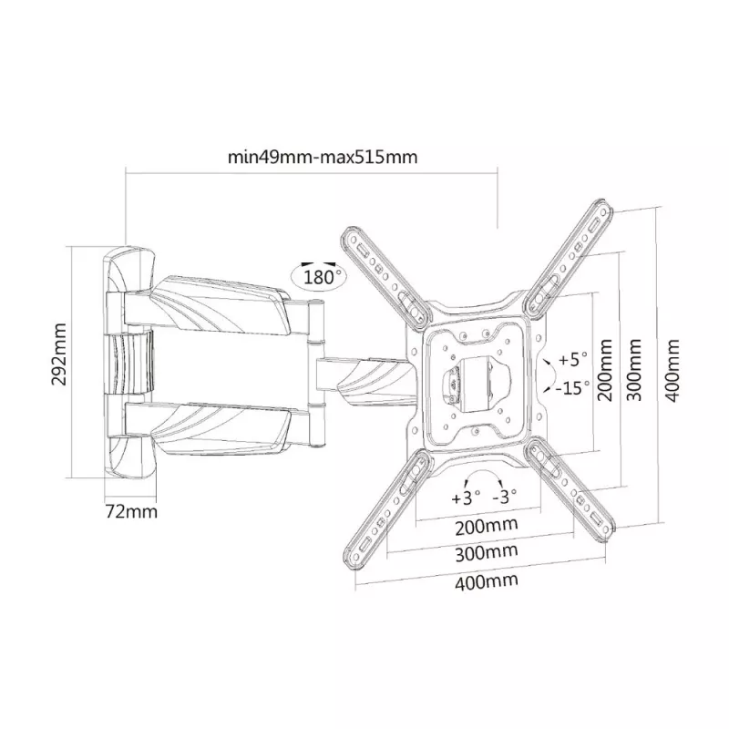 ACT Full Motion TV Wall Mount 23 inch up to 55 inch VESA 35 kg