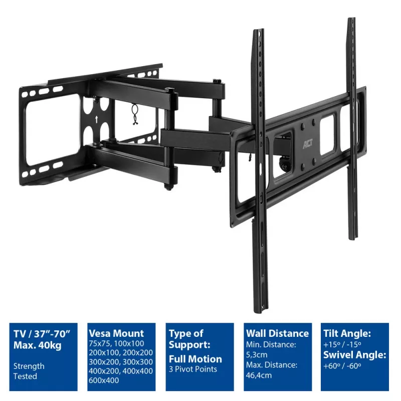 ACT Full motion TV Wall Mount 37 inch up to 70 inch VESA 40 kg