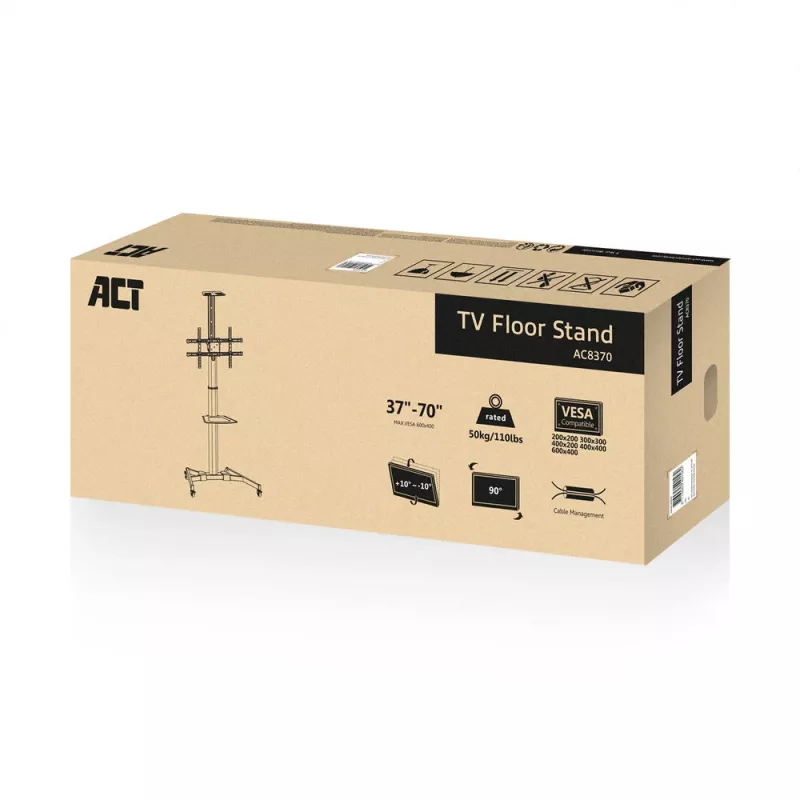 TV mount ACT AC8370 Black 70 inch 50kg capacity VESA 200x200 to 600x400