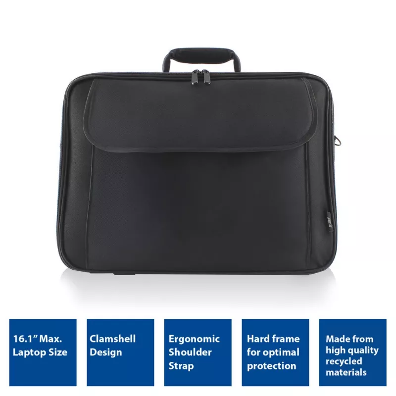 ACT Office shoulder bag for laptops up to 16.1”, made from recycled plastic bottles