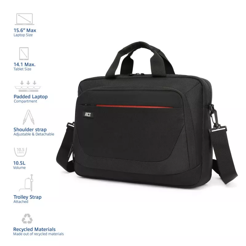 ACT Suburb shoulder bag for laptops up to 15.6 inch, made from recycled plastic bottles