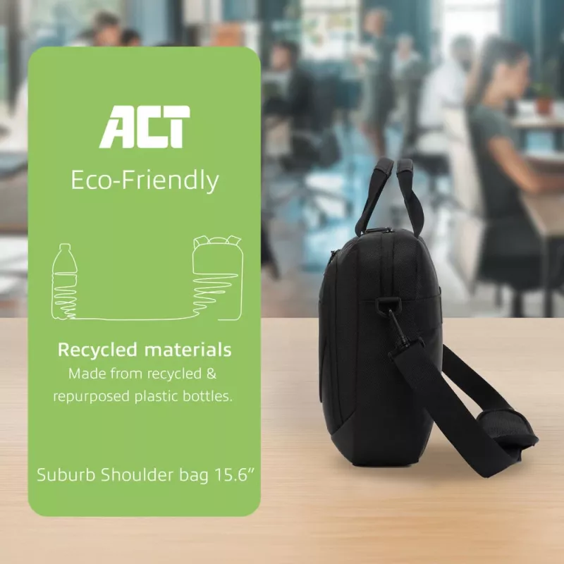 ACT Suburb shoulder bag for laptops up to 15.6 inch, made from recycled plastic bottles