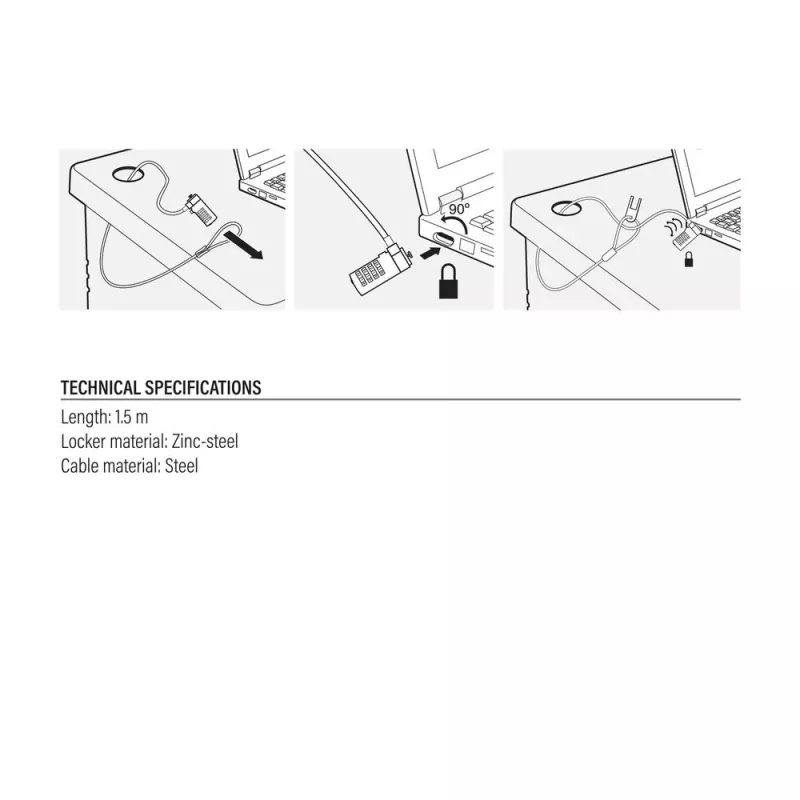 Laptop Lock ACT AC9015 Combination Lock Silver