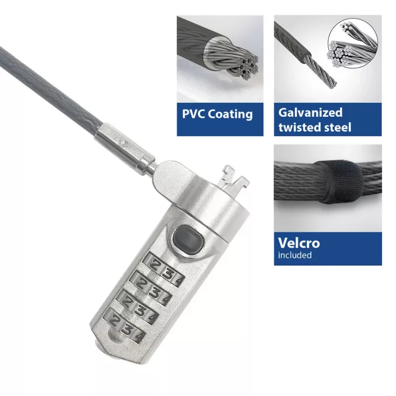 ACT Nano Laptop Lock with combination lock 2m cable