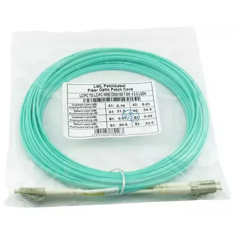 Fibre optic cable BlueOptics AJ839A 50 m LC OM3 Aqua