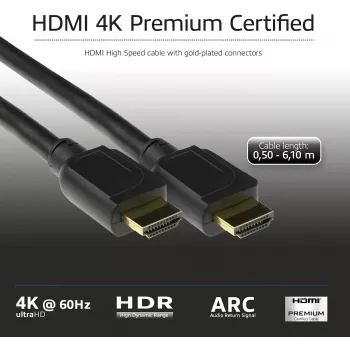 ACT 1 meter HDMI High Speed premium certified cable v2.0 HDMI-A male - HDMI-A male