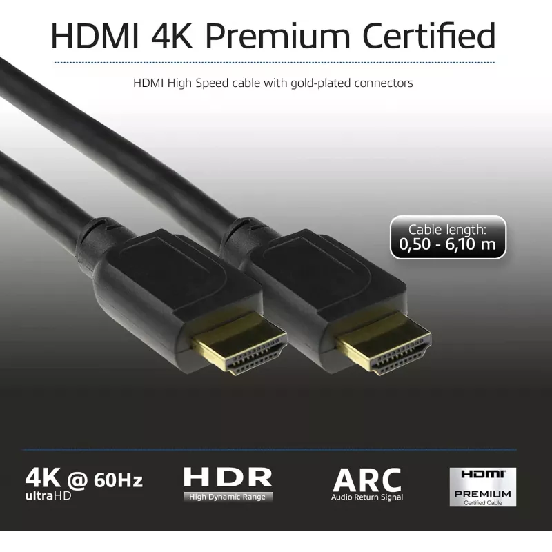 ACT 1.5 meters HDMI High Speed premium certified cable v2.0 HDMI-A male - HDMI-A male