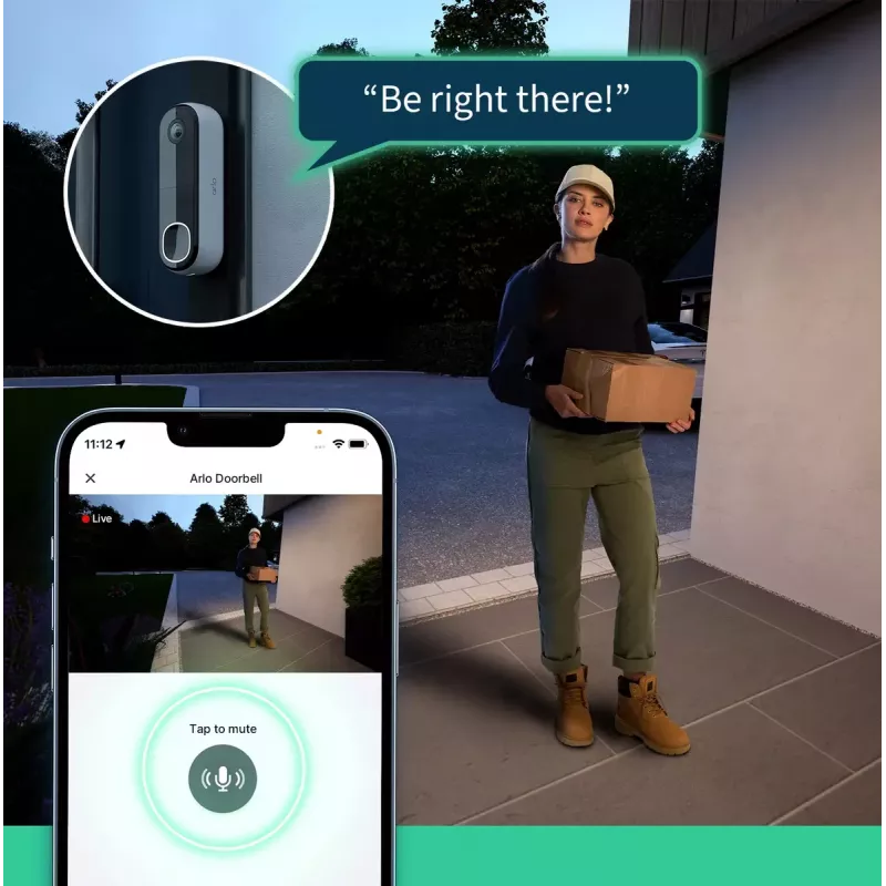 Video Doorbell Arlo Essential 2K White 1944p 180° Field of View