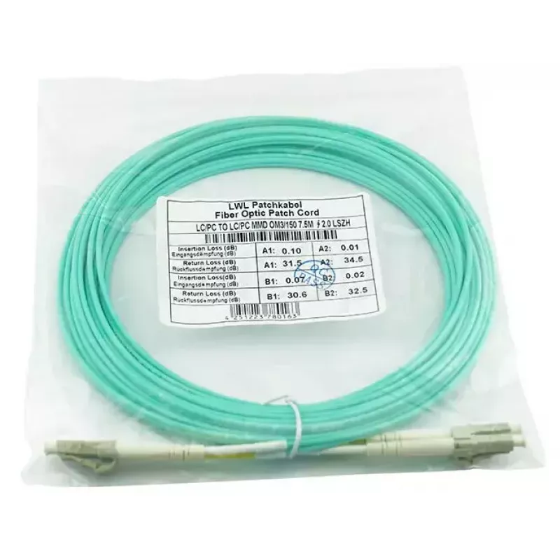 Fibre optic cable BlueOptics BK842A 30 m LC OM3 Aqua