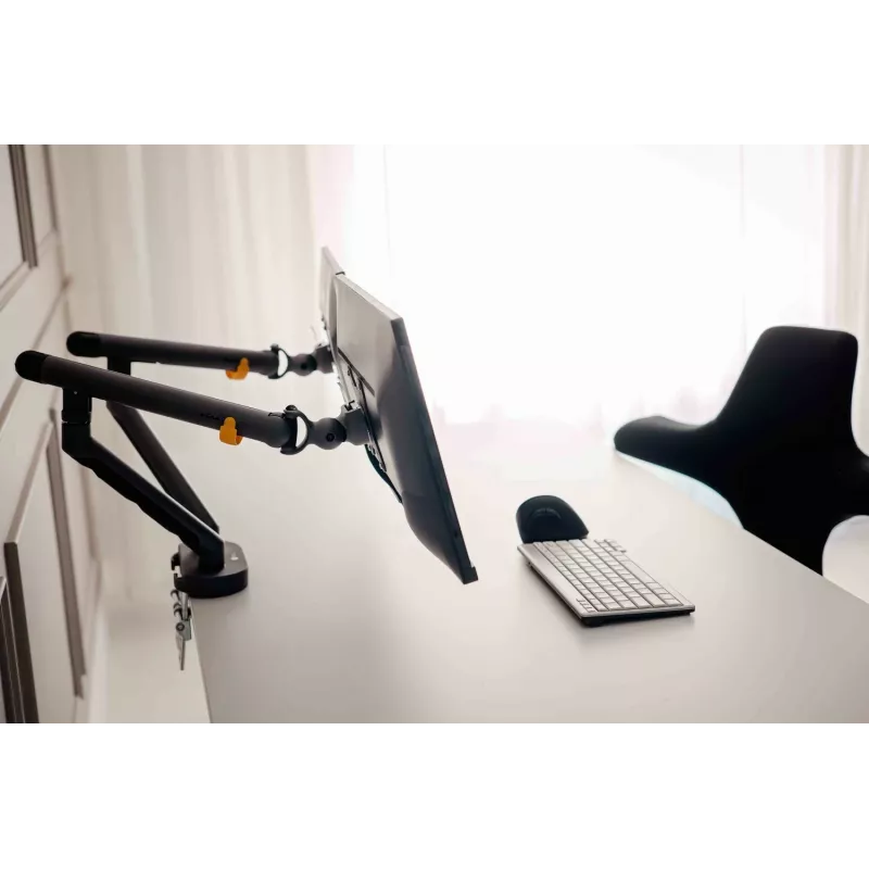 BakkerElkhuizen BE Flexible Dual BNEBFDDG Monitor Arm, Desk, for 2 Monitors, up to 88.9 cm (35 inch), Aluminium/Steel, Dark Grey