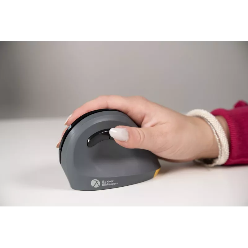 BakkerElkhuizen PRF Mouse Wireless Dark Grey, Right-hand, Vertical design, Optical, RF Wireless, 1600 DPI, Black, Grey