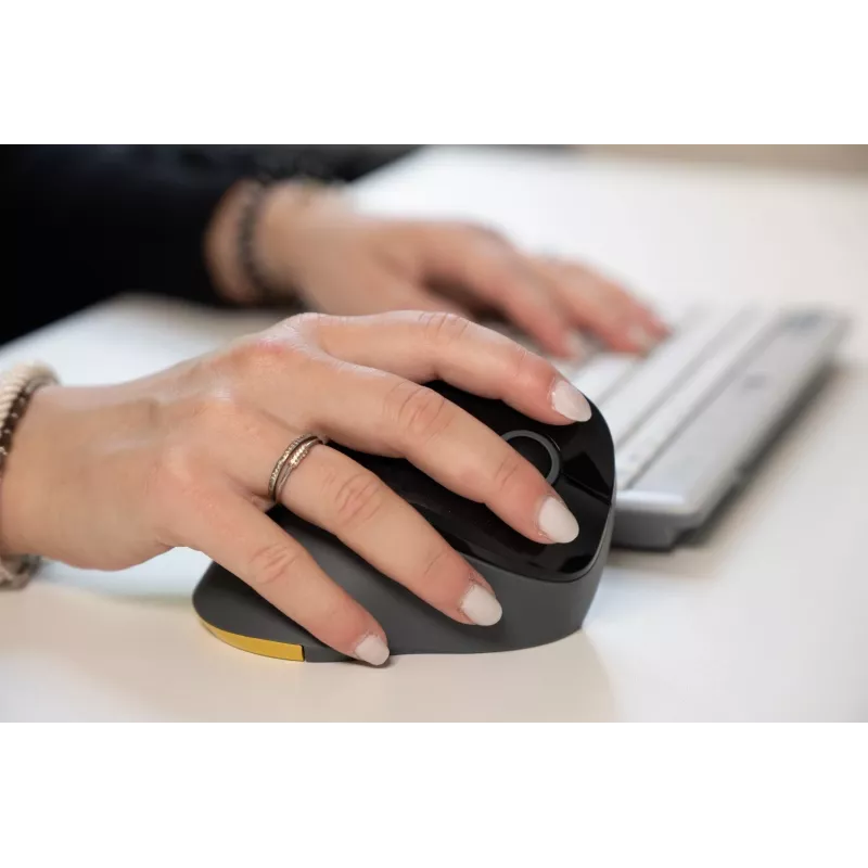 BakkerElkhuizen PRF Mouse Wireless Dark Grey, Right-hand, Vertical design, Optical, RF Wireless, 1600 DPI, Black, Grey