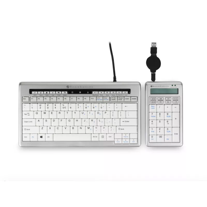 BakkerElkhuizen S-board 840 Numeric Keyboard, USB, PC, 1.2 m, Light grey, White