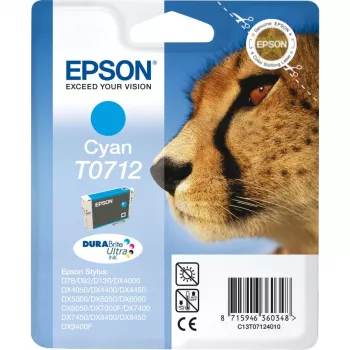 Epson Cheetah Singlepack Cyan T0712 DURABrite Ultra Ink, Cyan, 1 pc(s)