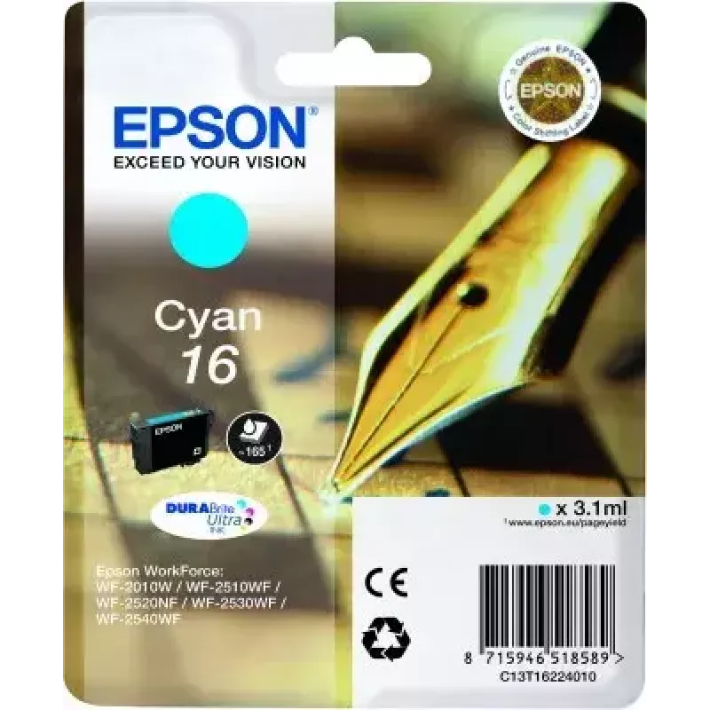 Ink cartridge Epson C13T16224010 DURABrite Ultra Cyan Singlepack Standard Yield
