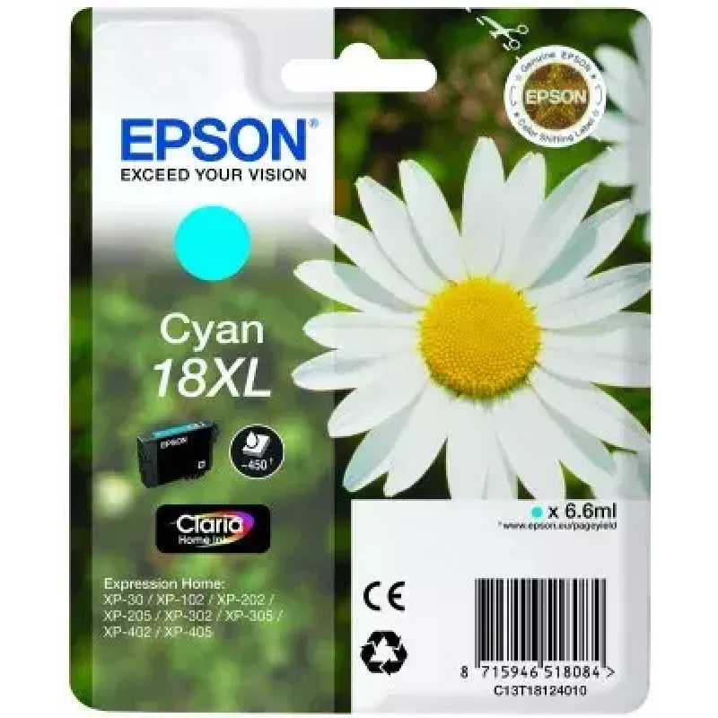 Cartridge EPSON ink Cyan 18XL Claria Home Ink C13T18124010