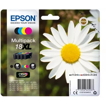 Epson Daisy Multipack 4-colours 18XL Claria Home Ink, Black, Cyan, Magenta, Yellow, 11.5 ml, 6.6 ml, 1 pc(s), 470 pages, Multi pack
