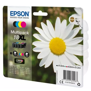 Epson Daisy Multipack 4-colours 18XL Claria Home Ink, Black, Cyan, Magenta, Yellow, 11.5 ml, 6.6 ml, 1 pc(s), 470 pages, Multi pack