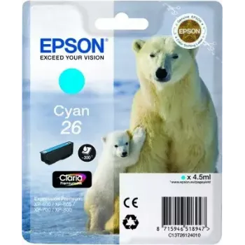 Ink cartridge Epson C13T26124010 Singlepack Cyan 26 Claria Premium — Cyan, 1 pcs