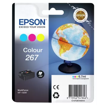 Epson Globe Singlepack Colour 267 ink cartridge, Cyan, Magenta, Yellow, Pigment-based ink, 6.7 ml, 1 pc(s), 200 pages