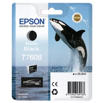 Epson T7608 Matte Black, Matte black, Pigment-based ink, 25.9 ml, 1 pc(s)