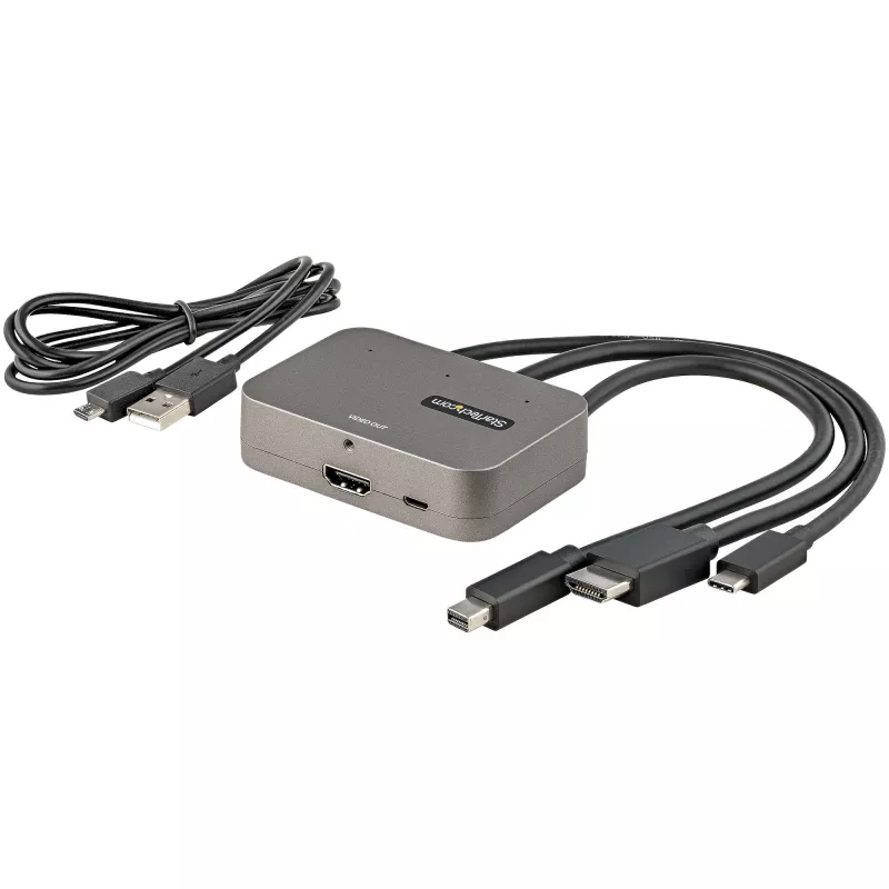 StarTech.com 3-in-1 Multiport to HDMI Adapter - 4K 60Hz USB-C, HDMI or Mini DisplayPort to HDMI Converter for Conference Room - Digital AV Video Adapter to Connect HDMI Monitor/Display