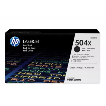 HP 504X 2-pack High Yield Black Original LaserJet Toner Cartridges