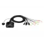 ATEN 2-Port USB-C DisplayPort Hybrid Cable KVM Switch, 4096 x 2160 pixels, 4K Ultra HD, 0.74 W, Black